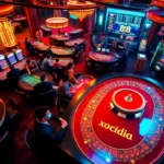 Experience the thrill of winning at xocdia 88 with vibrant casino games featuring poker chips and roulette wheels.